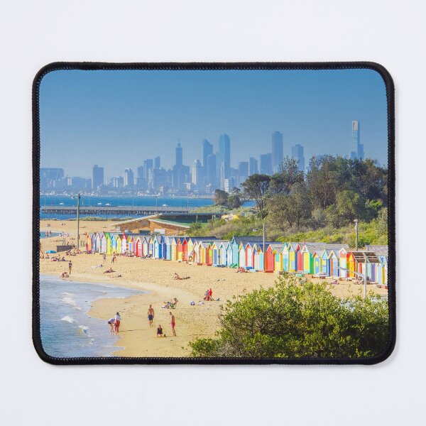 Item preview, Brighton Bath Huts and the Melbourne Skyline designed and sold by Steven Jodoin.