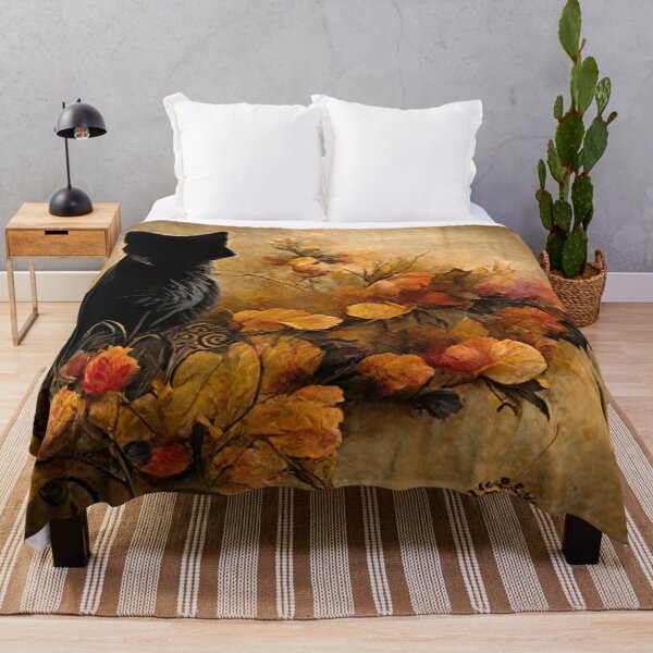 Item preview, Black Cat in Fall Leaves | Art Nouveau Style | Autumn Colors | Autumn Flowers Vol. 9 designed and sold by Jennykies.