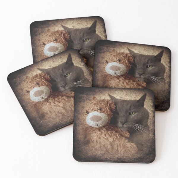 Aperçu de l'œuvre Chat mignon avec ours en peluche créée et vendue par ConfuciusNinja.