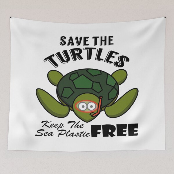 Item preview, Save the turtles keep the sea plastic free shirts, Save the turtles keep the sea plastic free masks, Save the turtles keep the sea plastic free stickers  designed and sold by Poussyarts.