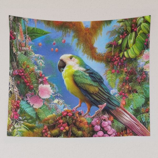 Item preview, Birds - A brightly colored parrot with a yellow belly designed and sold by Girih.