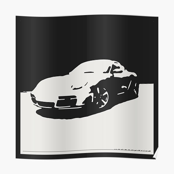 Porsche Cayman S - White on Black Poster