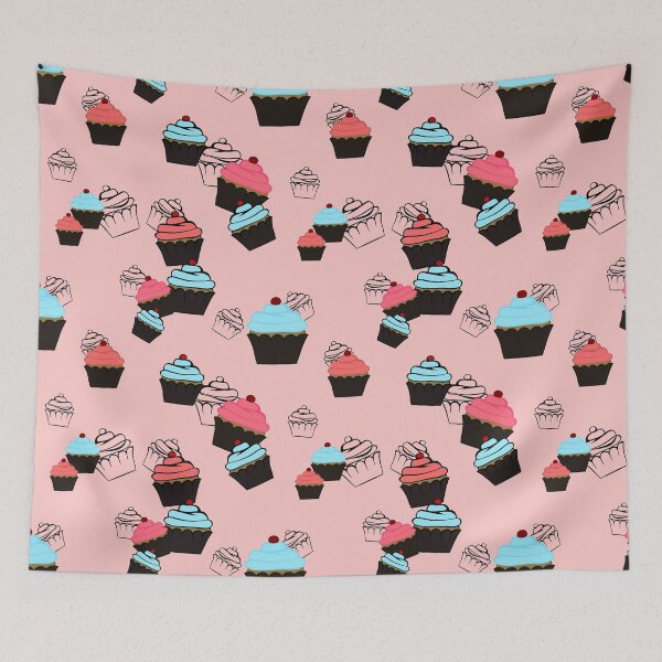 Item preview, mini - little cupcakes seamless pattern with pink background designed and sold by DesignsByMadiha.