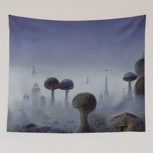Item preview, Fantasy Dark Mushroom City designed and sold by RileyKyler.