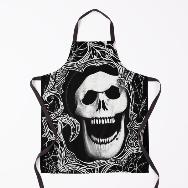 Item preview, Spooky Halloween Skull and spiderwebs line art designed and sold by AllLeftSides42.