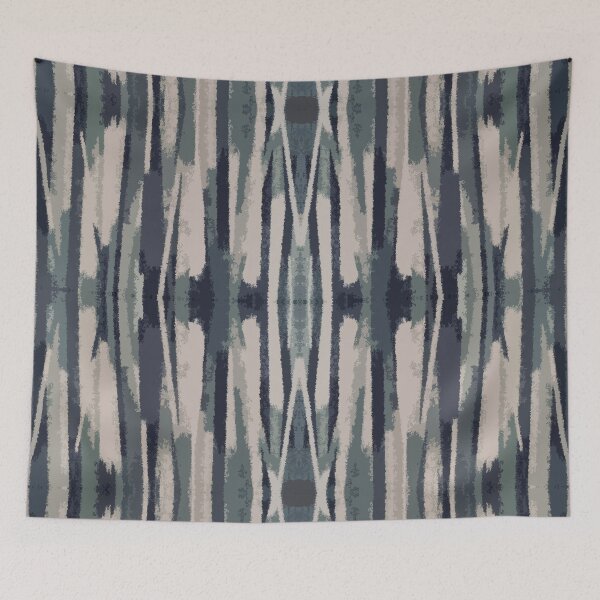 Item preview, Blue Grey Ikat, Scandinavian Ethnic Aztec Pattern, Abstract designed and sold by MyArt23.