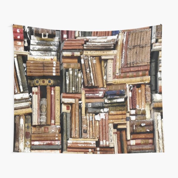 "Messy bookshelf" Tapestry for Sale by wormofabook Redbubble