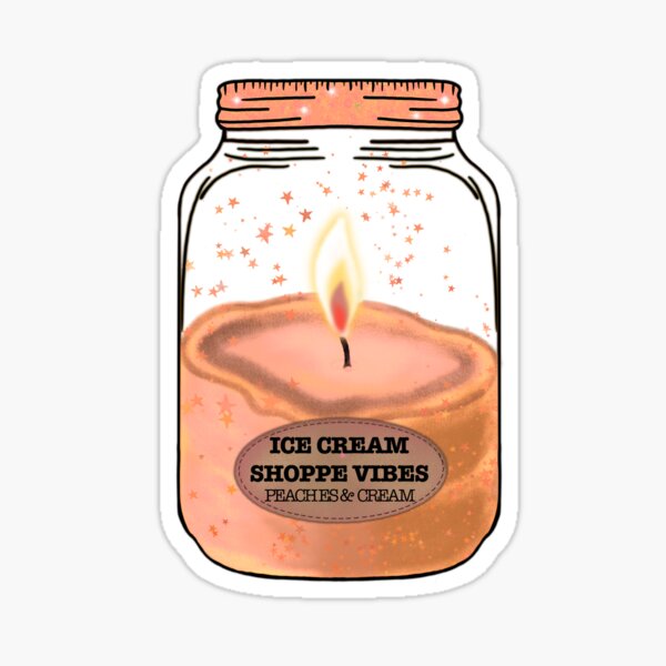 Cozy Candle Jar, Ice Cream Shoppe Vibes, Peaches and Cream Sticker