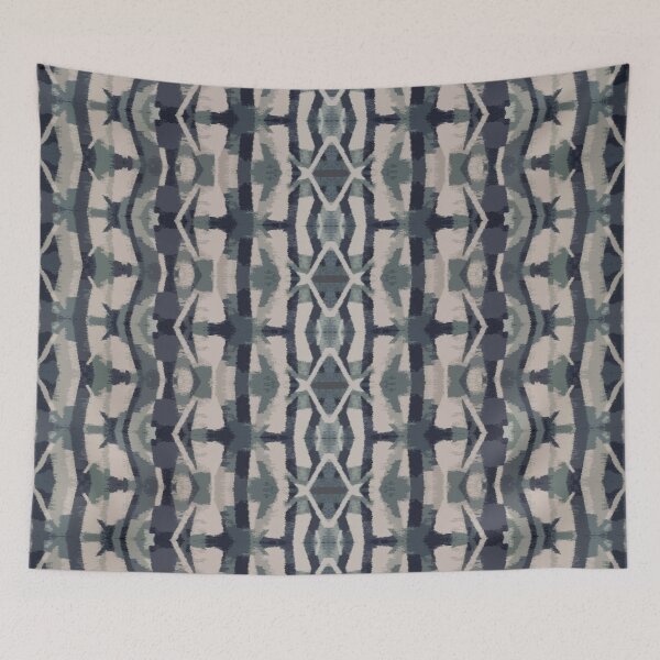 Item preview, Blue Grey Ikat, Scandinavian Ethnic Aztec Pattern, Abstract designed and sold by MyArt23.