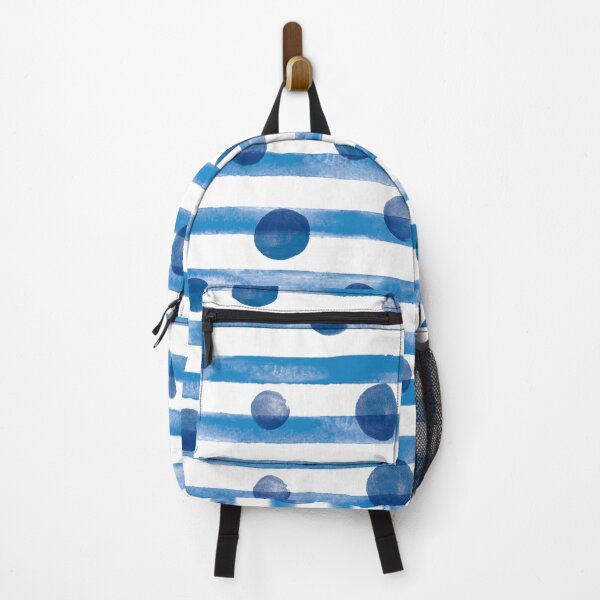 Item preview, Watercolor Polkadot Stripe Wall Art Blue Painting designed and sold by AugustFontaine.