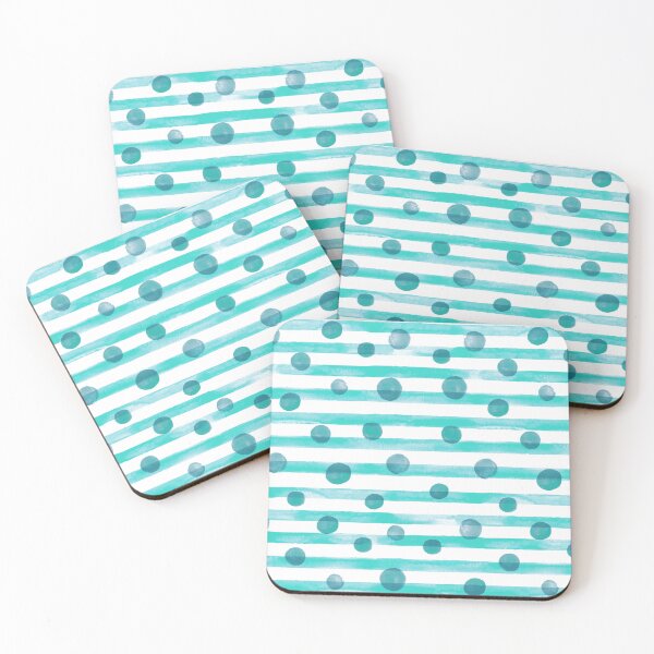 Item preview, Watercolor Polkadot Stripe Wall Art Aqua Painting designed and sold by AugustFontaine.