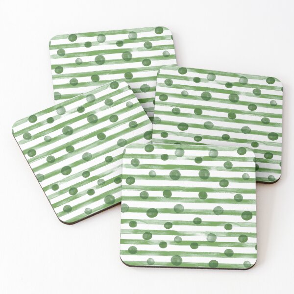 Item preview, Watercolor Polkadot Stripe Wall Art Green Painting designed and sold by AugustFontaine.