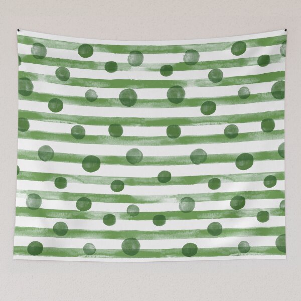 Item preview, Watercolor Polkadot Stripe Wall Art Green Painting designed and sold by AugustFontaine.