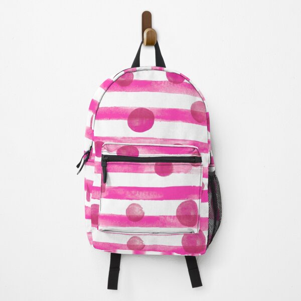 Item preview, Watercolor Polkadot Stripe Wall Art Hot Pink Painting designed and sold by AugustFontaine.