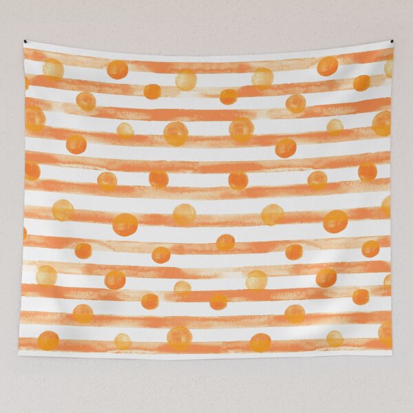 Item preview, Watercolor Polkadot Stripe Wall Art Orange Painting designed and sold by AugustFontaine.