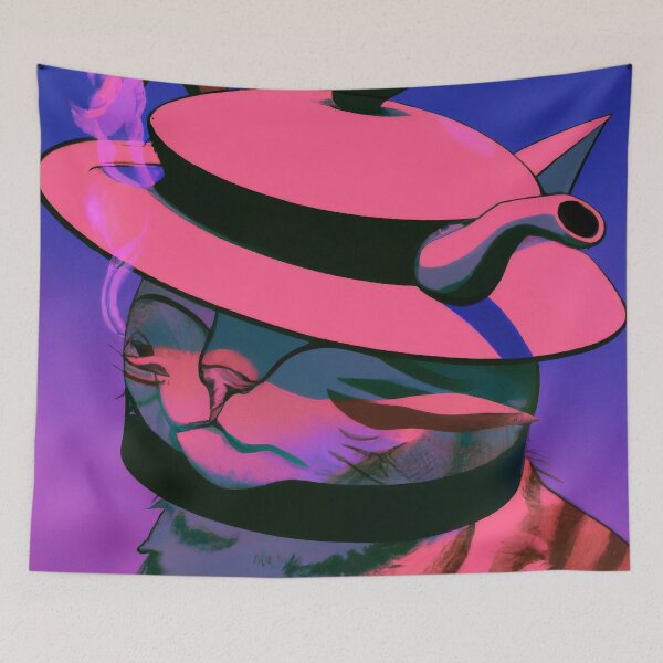 Item preview, Gus the Cat, tea kettle hat (Vaporwave) designed and sold by thecatandkettle.