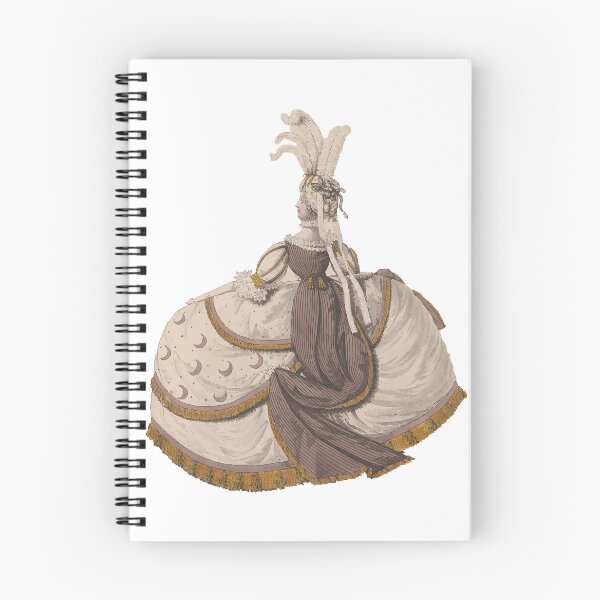 Item preview, 1790s Paris Gallery of Fashion Illustration - White Bell Dress Gold Trim Purple Ties designed and sold by NBerniceDesigns.