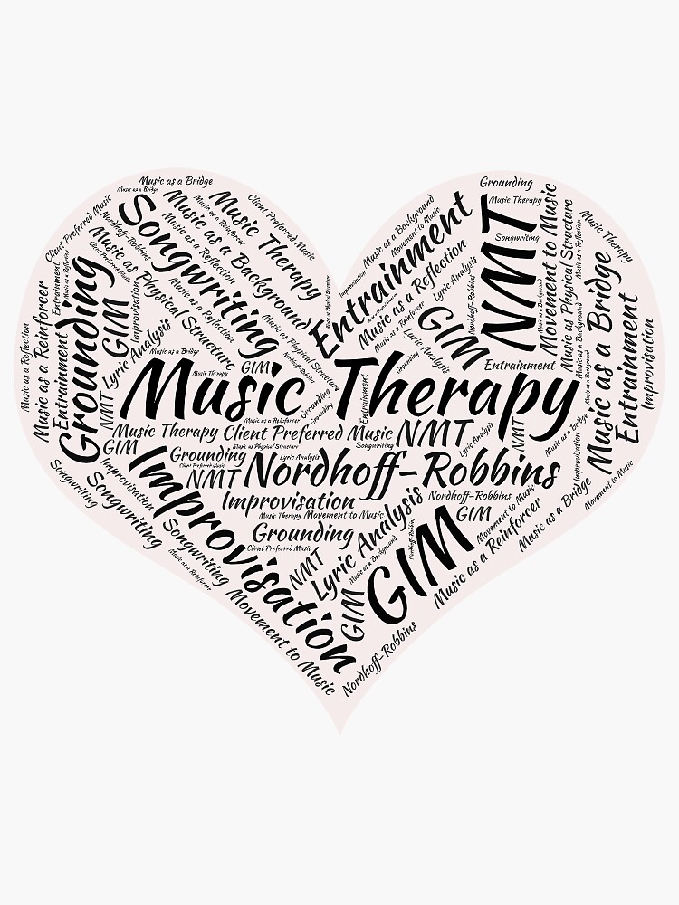 "Music Therapy Word Cloud" Sticker for Sale by WRAMTAS Redbubble
