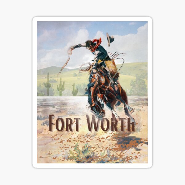 Fort Worth Bronc Rider Landscape Sticker