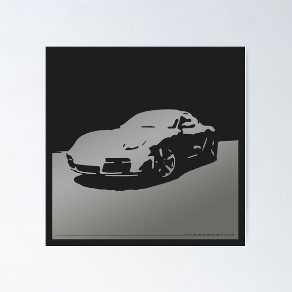 Porsche Cayman S - Gray on Black Poster
