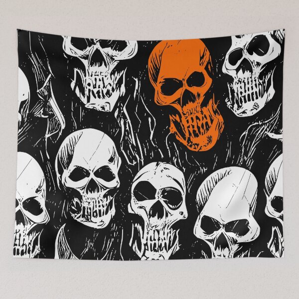 Item preview, Halloween Scary Skulls Design with Touch of Orange designed and sold by HalloweenThings.