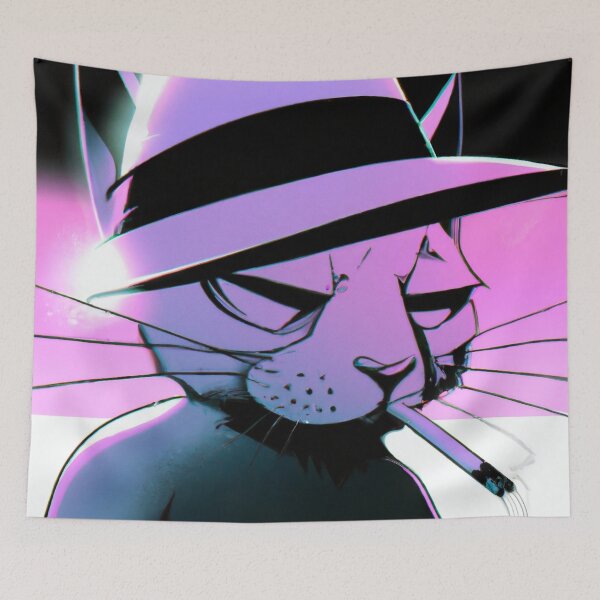 Item preview, Bruno the Cat, twilight hours (Synthwave) designed and sold by thecatandkettle.