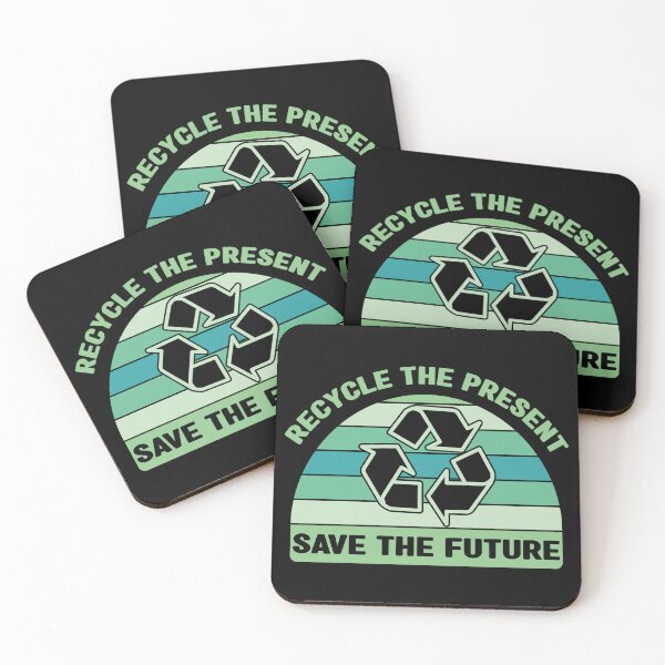 Item preview, recycle the present save the future recycling pun gift for environment warriors designed and sold by SimpleAndGreat.
