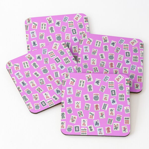 Item preview, Mahjongg game tiles design on pink color designed and sold by Zina Stromberg.
