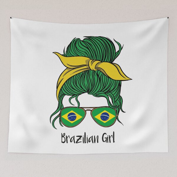 Item preview, Brazilian Girl Pride Retro Flag Hair designed and sold by MrEddie10.