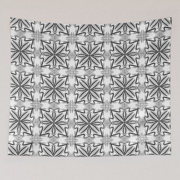 Item preview, Black and White, unique hand drawn geometric repeating pattern - WelshDesigns designed and sold by welshdesigns.