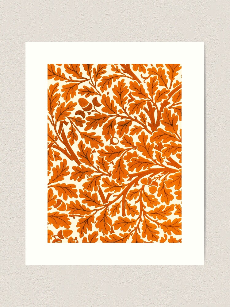 William Morris Oak Leaves, Rust Orange and Cream 