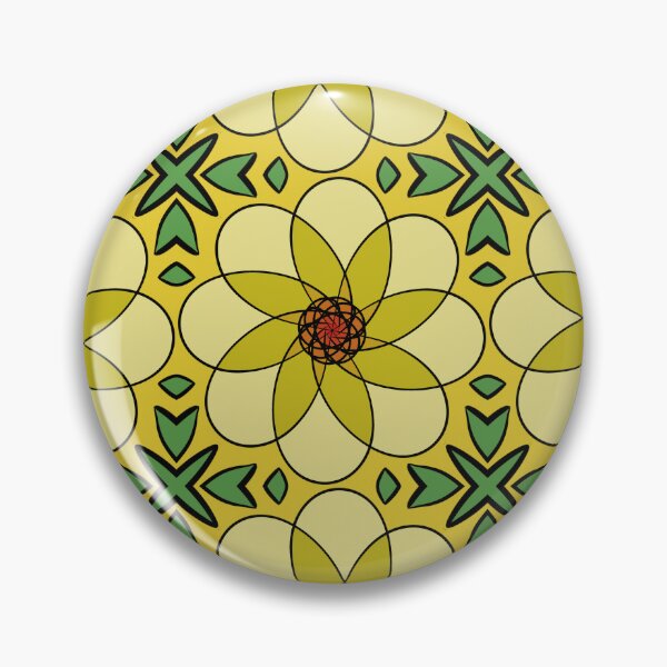 Item preview, Flower looking design with yellow, orange and red, unique hand drawn geometric repeating pattern - WelshDesigns designed and sold by welshdesigns.