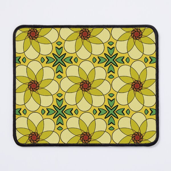 Item preview, Flower looking design with yellow, orange and red, unique hand drawn geometric repeating pattern - WelshDesigns designed and sold by welshdesigns.