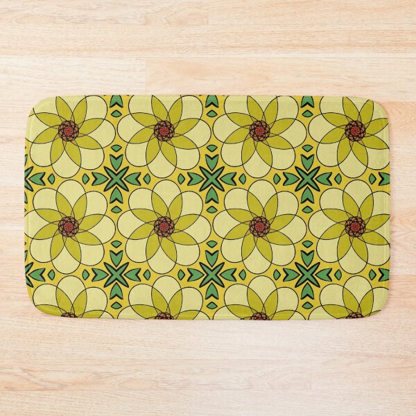 Item preview, Flower looking design with yellow, orange and red, unique hand drawn geometric repeating pattern - WelshDesigns designed and sold by welshdesigns.