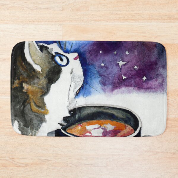 Artikelvorschau, Toponi, die Katze, blickt zu den Sternen (Aquarell) entworfen und verkauft von thecatandkettle.