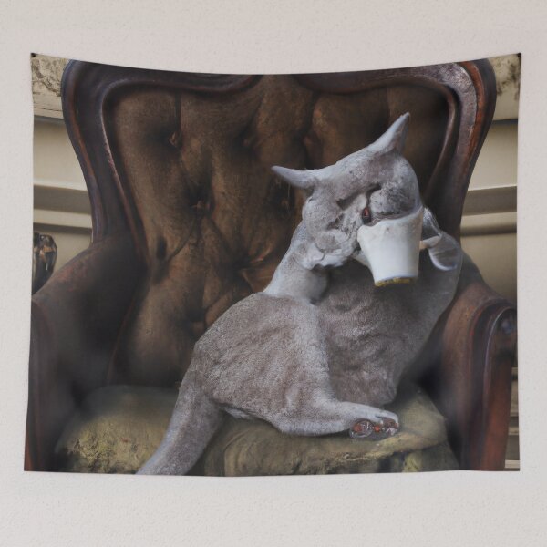 Item preview, Ike the Cat, lounging with tea (Renaissance) designed and sold by thecatandkettle.