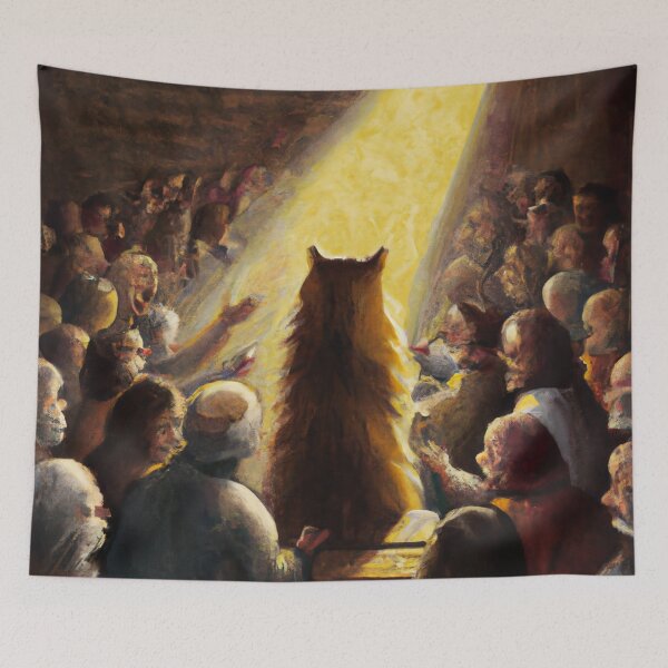 Item preview, Leo the Cat, preaching to a crowd (High Renaissance) designed and sold by thecatandkettle.