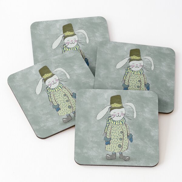 Item preview, Rabbit in Winter Clothes on Grey designed and sold by Leah Boulet.