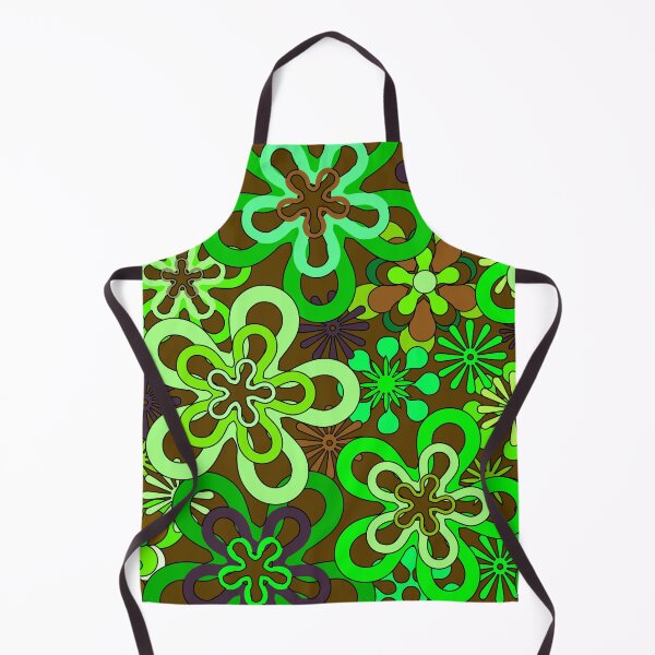Item preview, Retro Neon Green Colors Flowers Pattern, Hippy Flowers designed and sold by MyArt23.