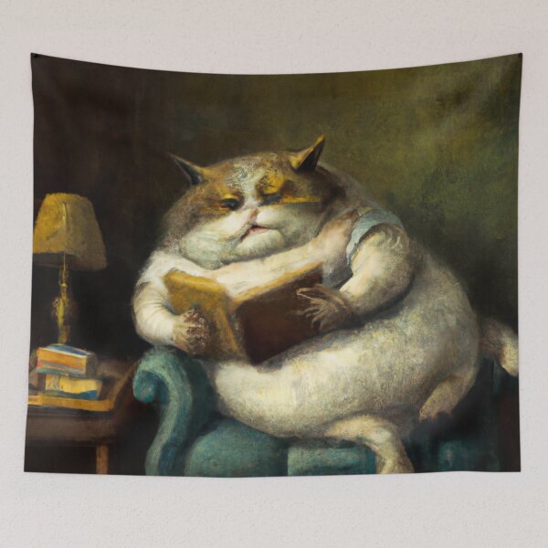 Item preview, Meatball the Cat, lounging with a book (Baroque) designed and sold by thecatandkettle.