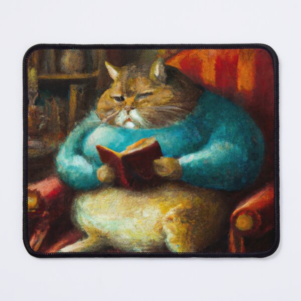 Item preview, Hughe the Cat, lounging with a book (Baroque) designed and sold by thecatandkettle.