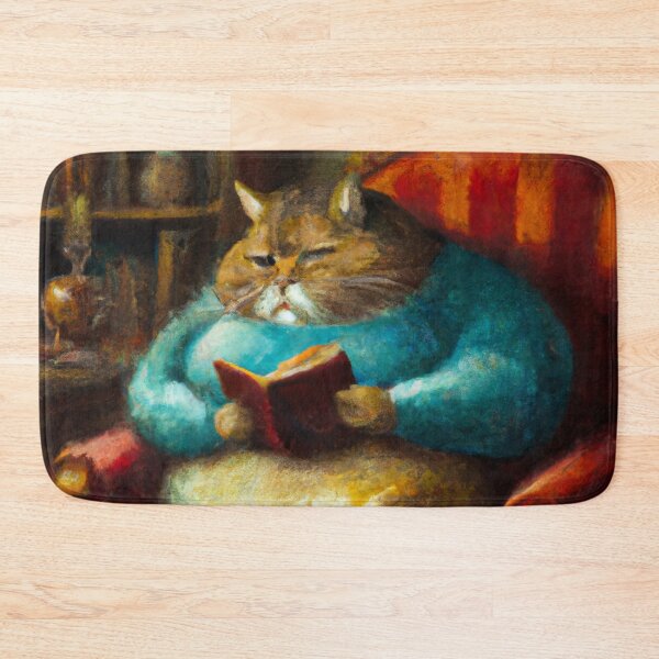 Item preview, Hughe the Cat, lounging with a book (Baroque) designed and sold by thecatandkettle.