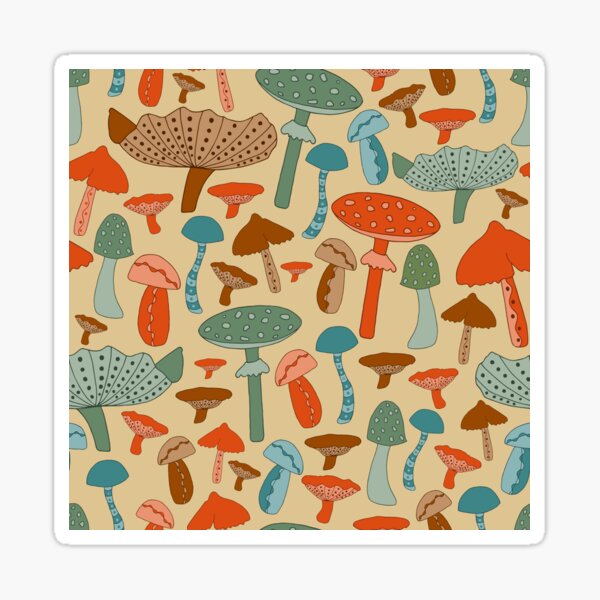 Mushroom Botanicals in Woodland Colors Sticker