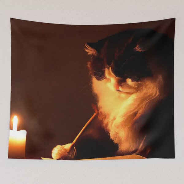 Item preview, Marat the Cat, writing by candlelight (Baroque) designed and sold by thecatandkettle.