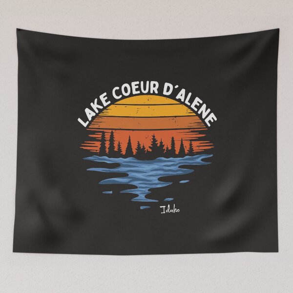 Item preview, Lake Coeur d'Alene Idaho Retro Sunset designed and sold by MrEddie10.