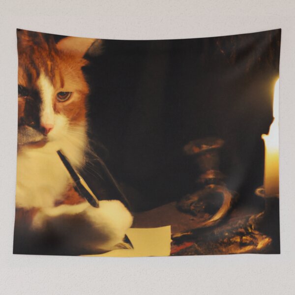 Item preview, Parcivall the Cat, writing by candlelight (Baroque) designed and sold by thecatandkettle.
