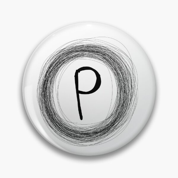 Item preview, P black circle framed initial designed and sold by Words-Artist.