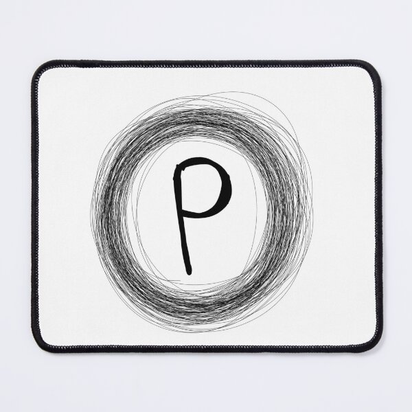 Item preview, P black circle framed initial designed and sold by Words-Artist.