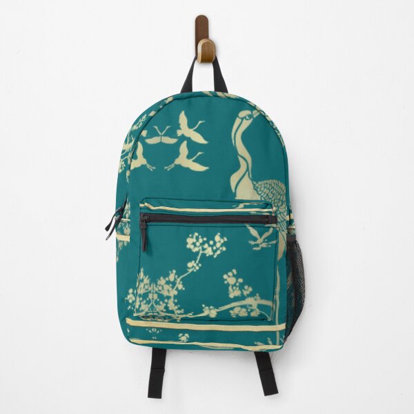Item preview, Golden cranes , Deep Lake green color background designed and sold by TammyHunterArt.