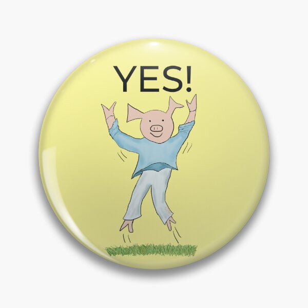 Item preview, Yes! Joyful! Yellow, Celebrating, elated cute pig.  Job offer, passing exams, passing your driving test. Yes! designed and sold by PiggingJapan.